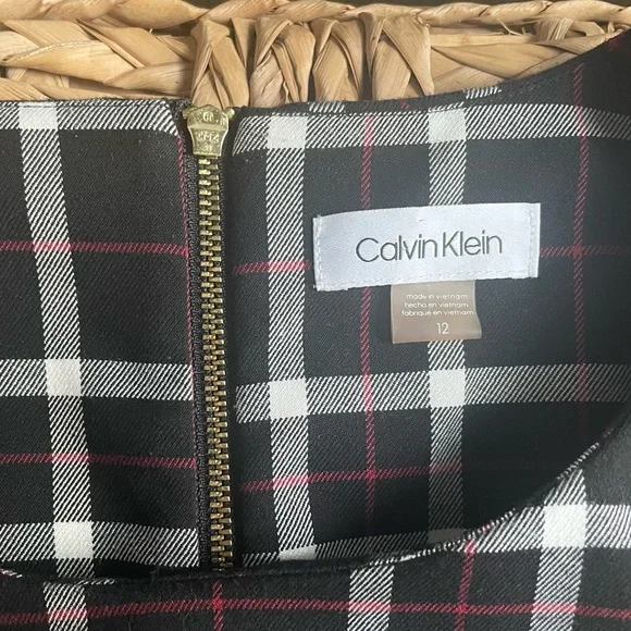 Calvin Klein Black White and Red Checkered Midi Dress - Picture 5 of 7